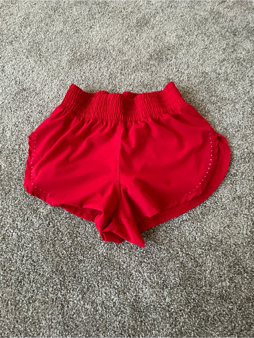 Women's Red Athletic Shorts with Elastic Waistband